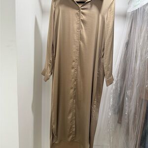 Zara Tan Maxi Shirt Dress